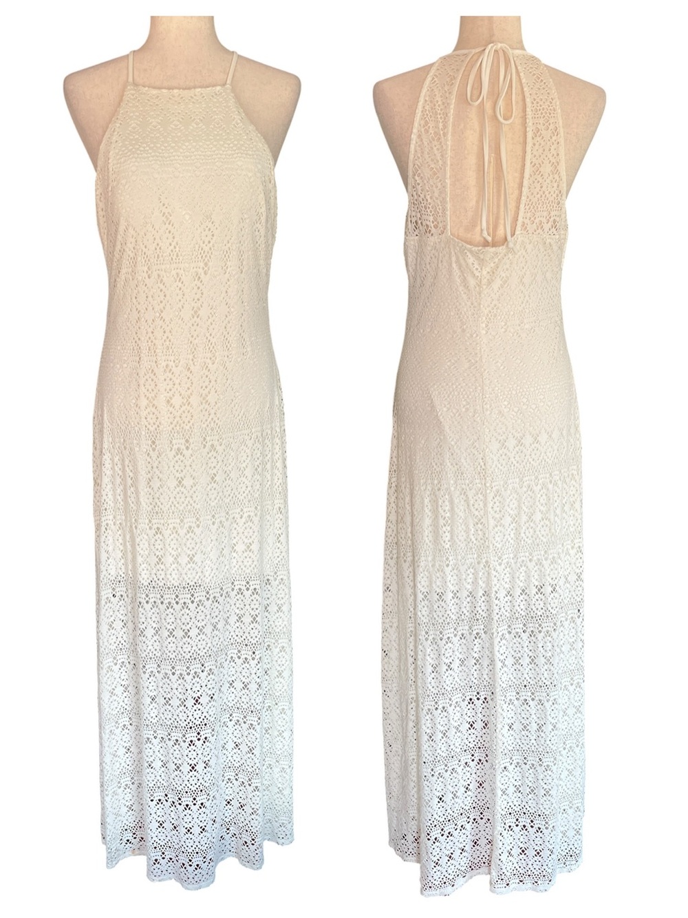 Bisou Bisou Y2K Off White Maxi Illusion Lace Summer Dress